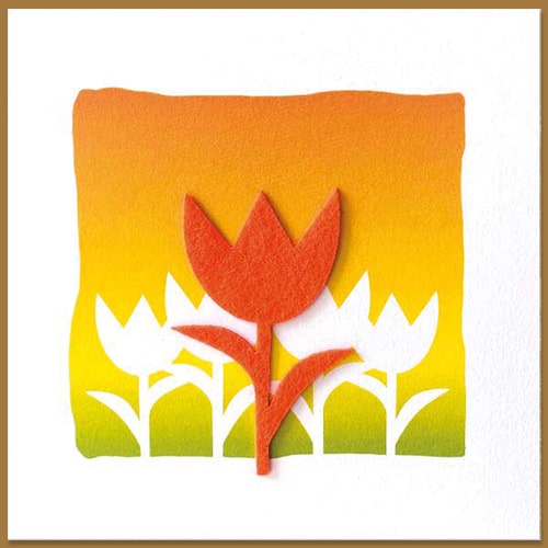 Bloemkaartjes Tulp oranje vilt, voorjaar