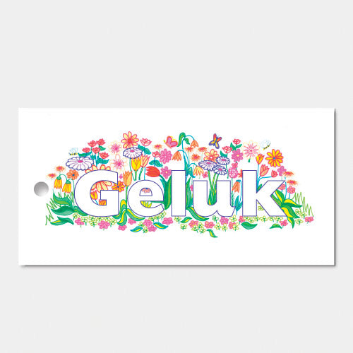 kado- of bloemkaartje 'Geluk', voor huwelijk, set van 3