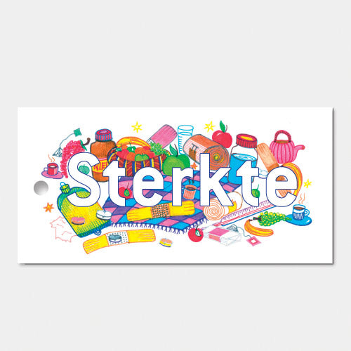 kadokaartje 0f bloemkaartje Sterkte bij ziekte, verpakt per 3 ex.
