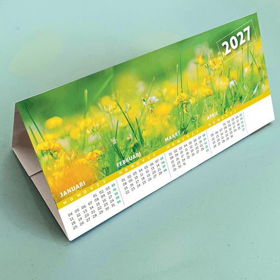 Bureaukalender 2027 met mooie kleurrijke natuurfoto's