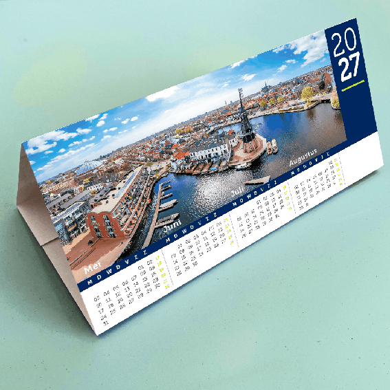 Bureaukalender 2027 Haarlem, met op 3 zijdes een foto van deze stad