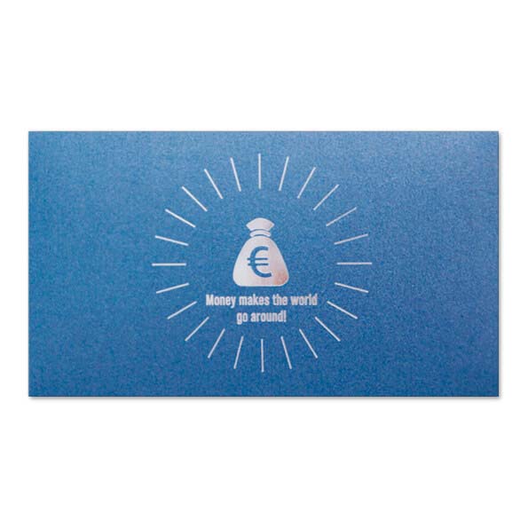 Geld envelop 'Money makes the world go around' blauw 