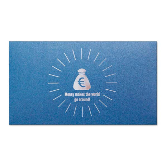 Geld envelop 'Money makes the world go around' blauw 