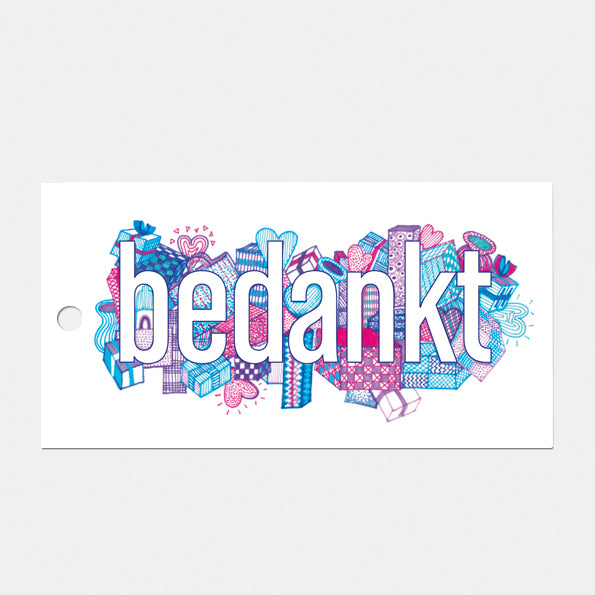 Kado- of bloemkaartje 'Bedankt', set van 3