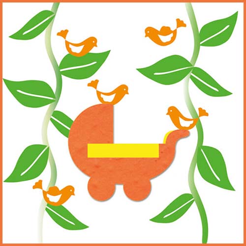 Felicitatiekaart geboorte kinderwagen van groeipapier