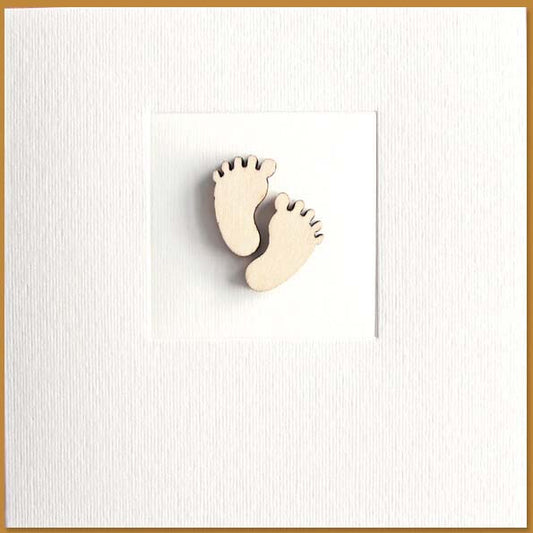 felicitatiekaart geboorte babyvoetjes van hout