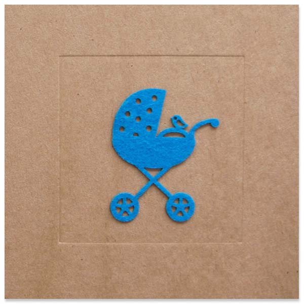 Felicitatiekaart geboorte jongen, zoontje met blauwe Kinderwagen