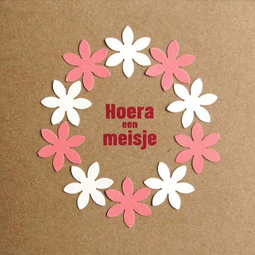 Felicitatiekaart geboorte meisje, handgemaakt