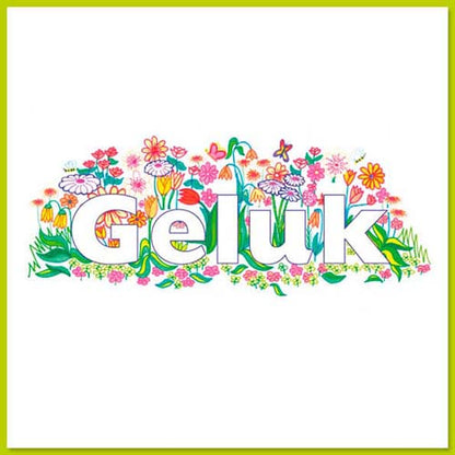 Felicitatiekaart Geluk, met bloemen