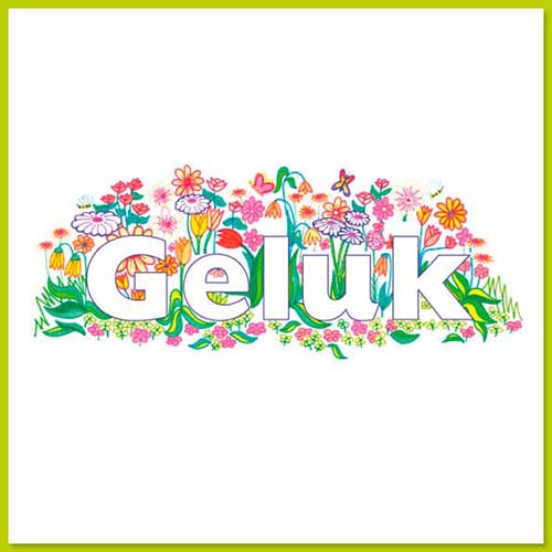 Felicitatiekaart Geluk, met bloemen