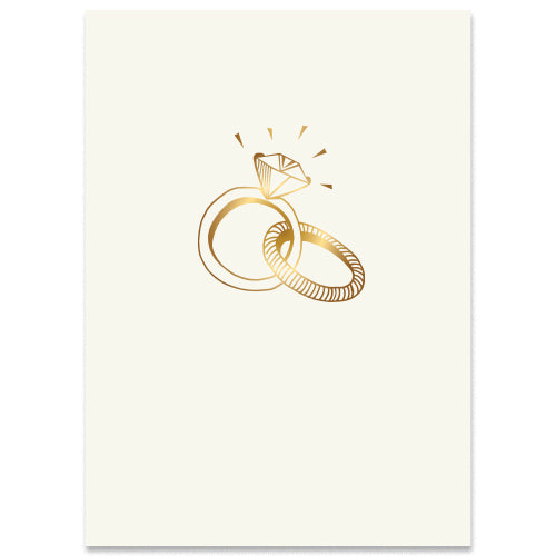 Felicitatiekaartje jubileum twee goud ringen, diamant