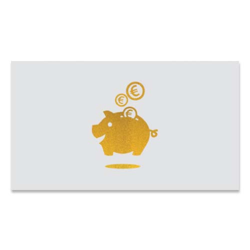 Geld kado envelop met gouden spaarvarkentje op zilverkleurig karton