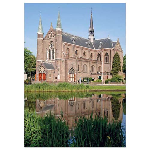 Grote ansichtkaart Alkmaar Josephkerk in engels, nederlands