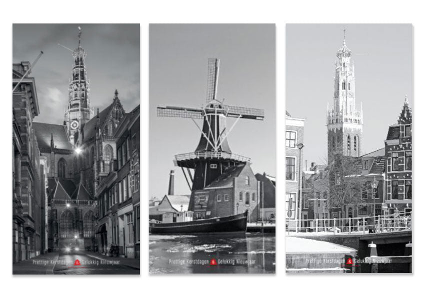 Kerstkaarten Haarlem met zwart wit foto's