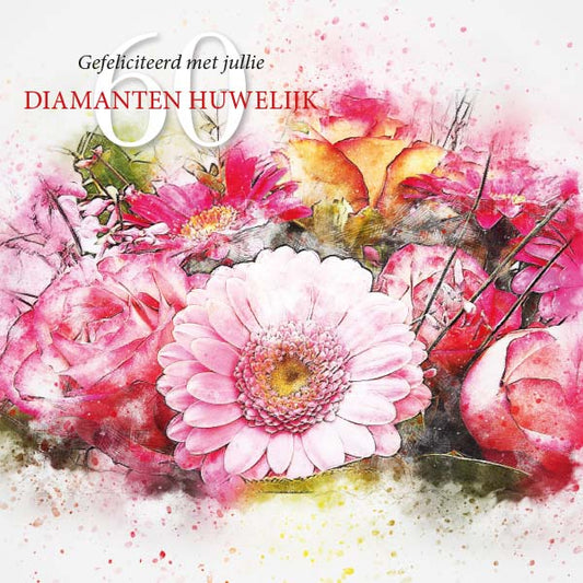 Jubileumkaarten 60 jaar getrouwd, diamanten huwelijk