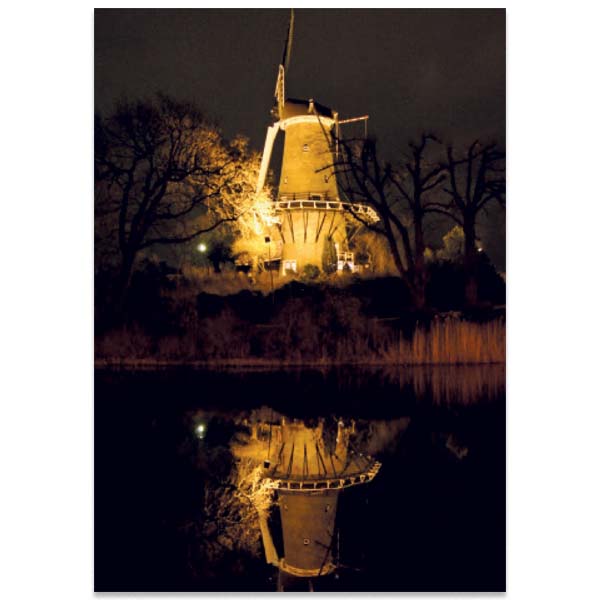 Grote kaart Alkmaar molen van Piet in de avond