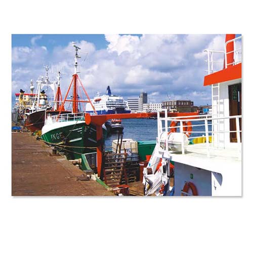 Kaart IJmuiden, vissersboten in haven (A5 formaat)