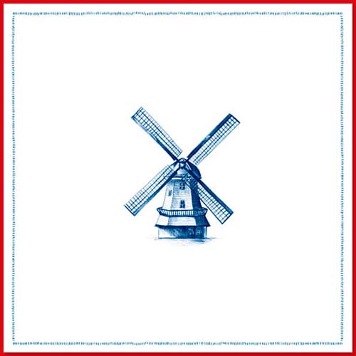 Kaarten Molen in delfts blauw getekend