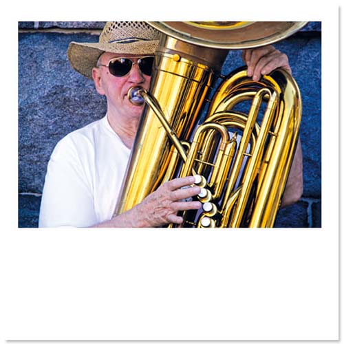kaarten muzikant, muziekinstrument hoorn