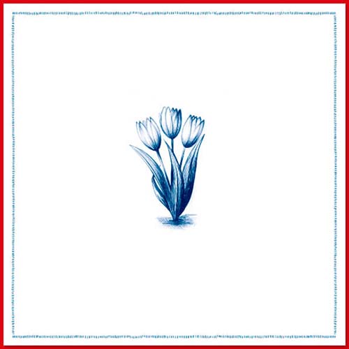 Kaart Tulpen getekend in Delfts blauw