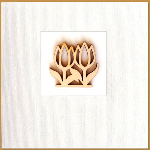 Bloemenkaart tulpen van hout, tulp