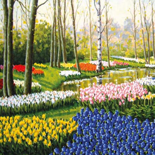 kunstkaart Keukenhof, schilderkunst Leo van den Ende
