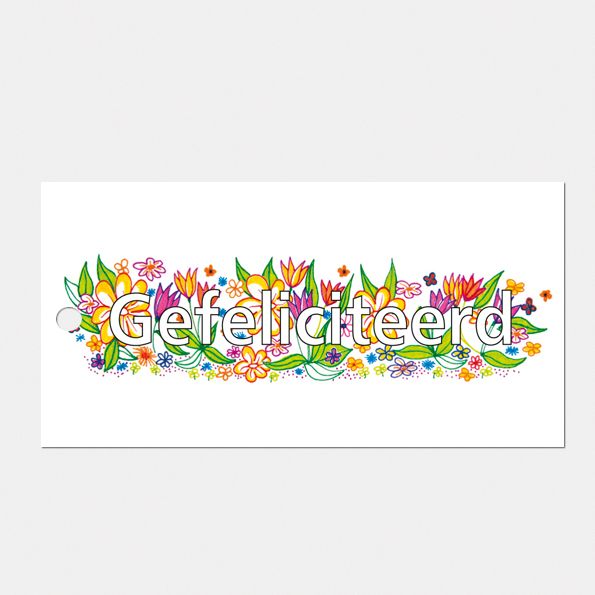Kado- of bloemkaartje Gefeliciteerd, set van 3