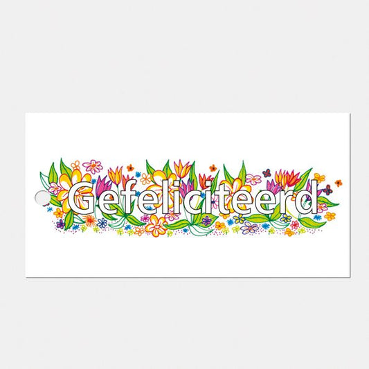 Kado- of bloemkaartje Gefeliciteerd, set van 3