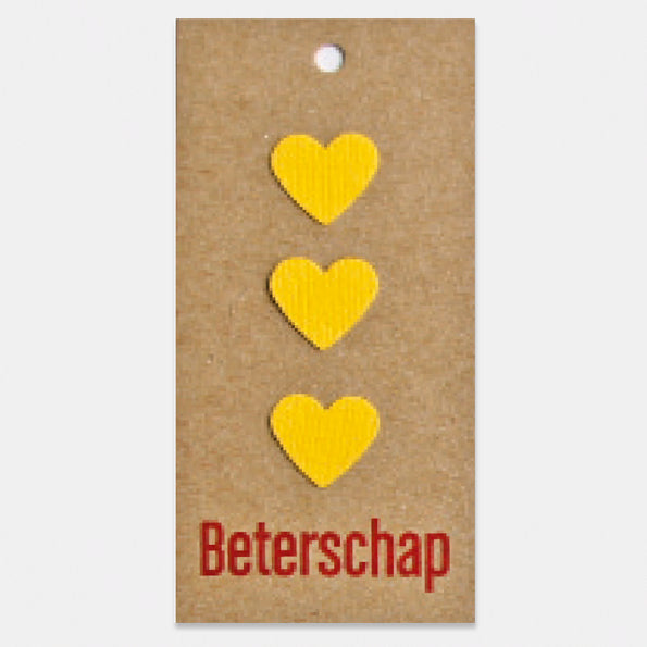 Kado- of bloemkaartje op kraft karton, Beterschap, per stuk. Handgemaakt