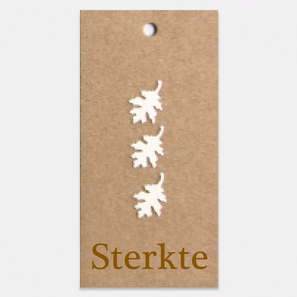 Bloemkaartje op kraft karton, Sterkte, per stuk. Handgemaakt