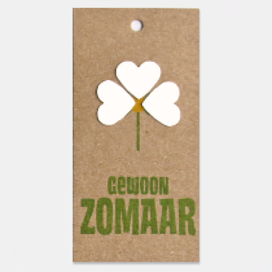 Bloemkaartje op kraft karton, Zomaar, per stuk. Handgemaakt