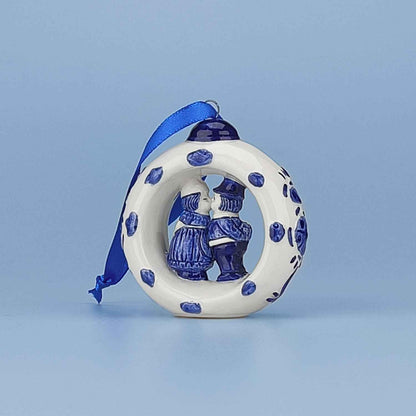 Kerstbal Delfts blauw Kussend paar