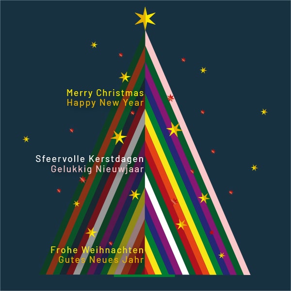 Kerstkaart regenboogkleuren inclusief