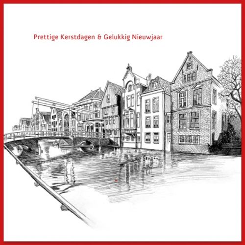 Kerstkaart Alkmaar Huis met de kogel getekend