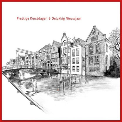 Kerstkaart Alkmaar Huis met de kogel getekend