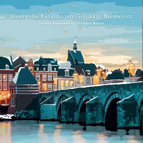 Kerstkaart Maastricht Servaasbrug over de Maas