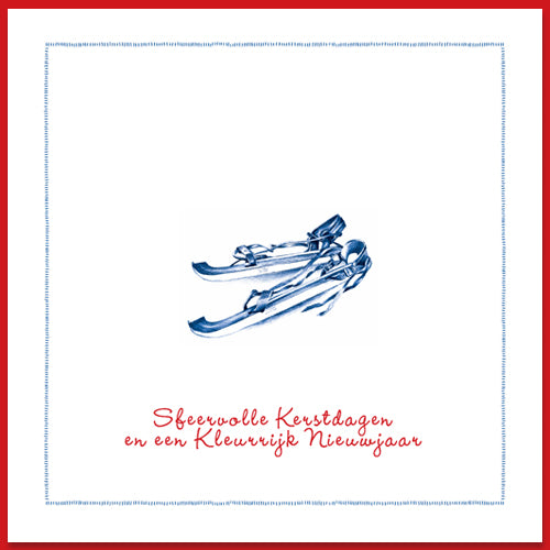 Kerstkaart Schaatsen, Friese doorlopers, schaatsers