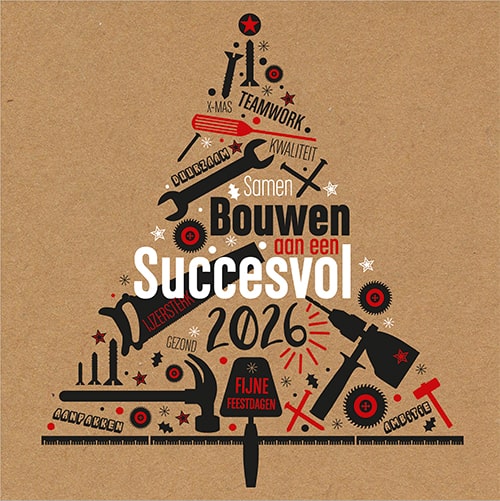 kerstkaarten 2025 bouwbedrijf, gereedschap bouwen