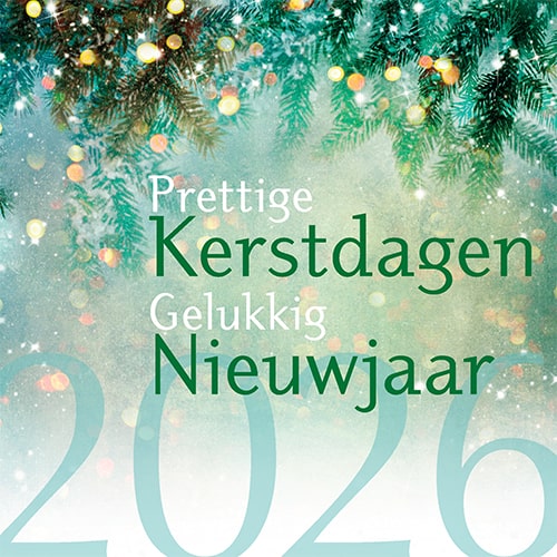 Kerstkaart 2025 kerstgroen en jaartal, duurzaam