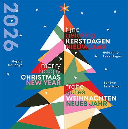 Kerstkaart 2026 vrolijke kleurrijke kerst internationaal