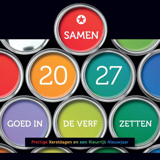 Kerstkaart 2027 schildersbedrijf, schilderschildersbedrijf verfpotten