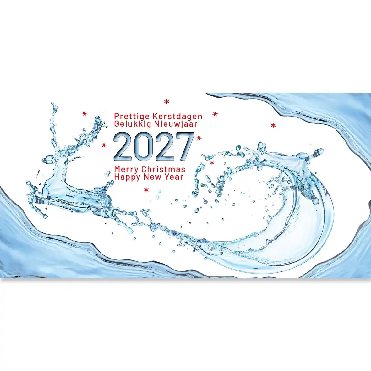 kerstkaarten 2027  schoonmaak branche, rendier en slee van schoon water