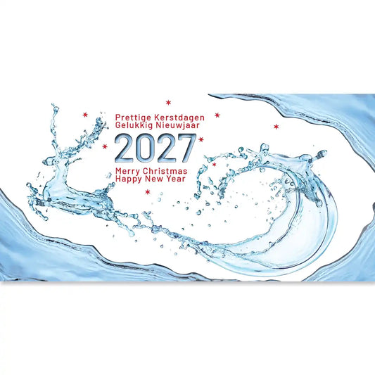 kerstkaarten 2027  schoonmaak branche, rendier en slee van schoon water