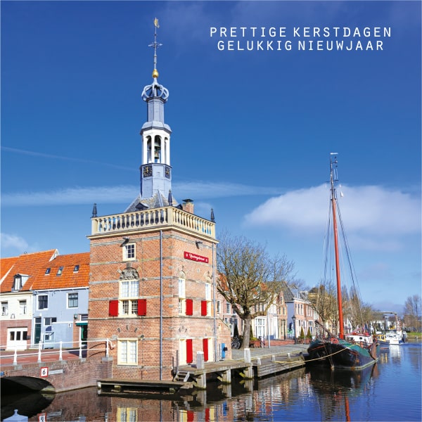 kerstkaart Alkmaar Accijnstoren in winter