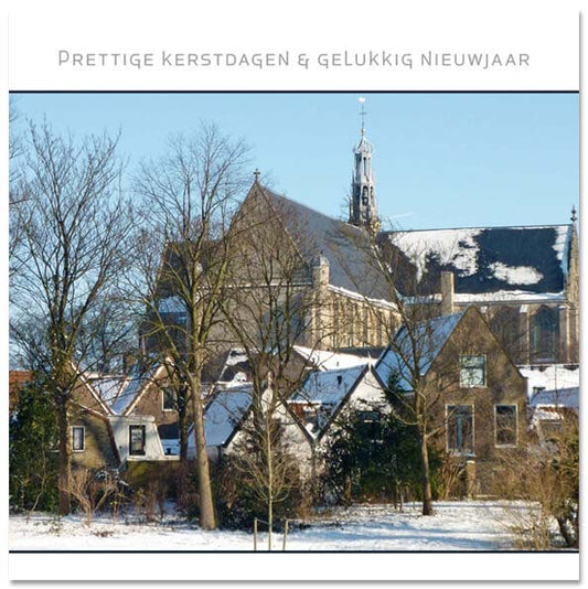 Alkmaarse kerstkaart met Laurenskerk, per stuk verkrijgbaar