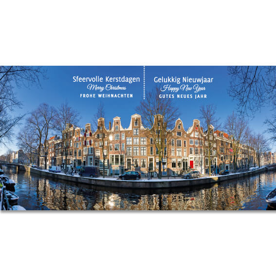 Kerstkaart Amsterdam Nederlands Engels en Duits