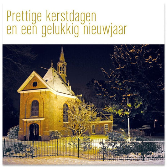 Kerstkaarten Bloemendaal met Dorpskerk in de sneeuw.