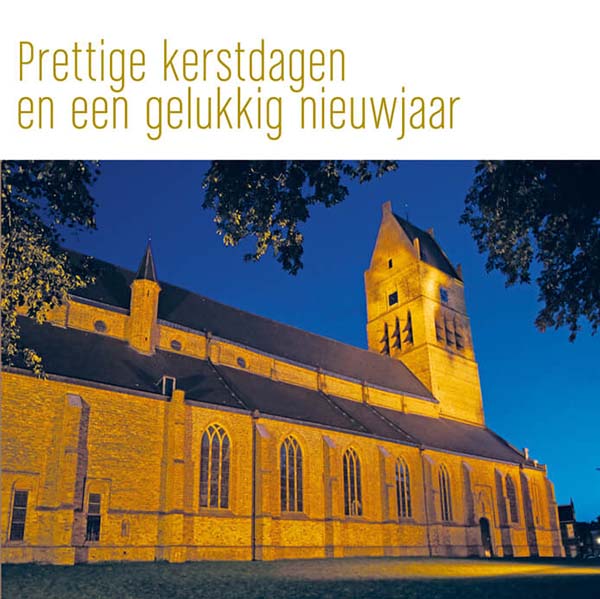 kerstkaart van Bolsward met Martinikerk