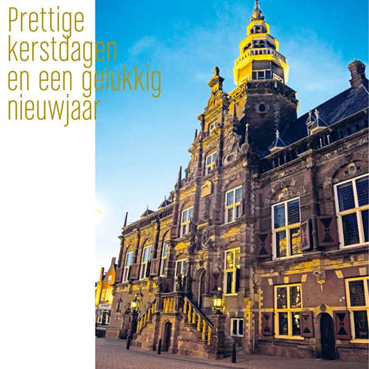 Bolswardse kerstkaart met stadhuis, per stuk verkrijgbaar