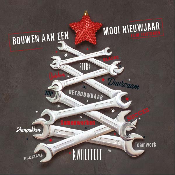 Kerstkaart nieuwjaarskaart voor bouwbedrijf